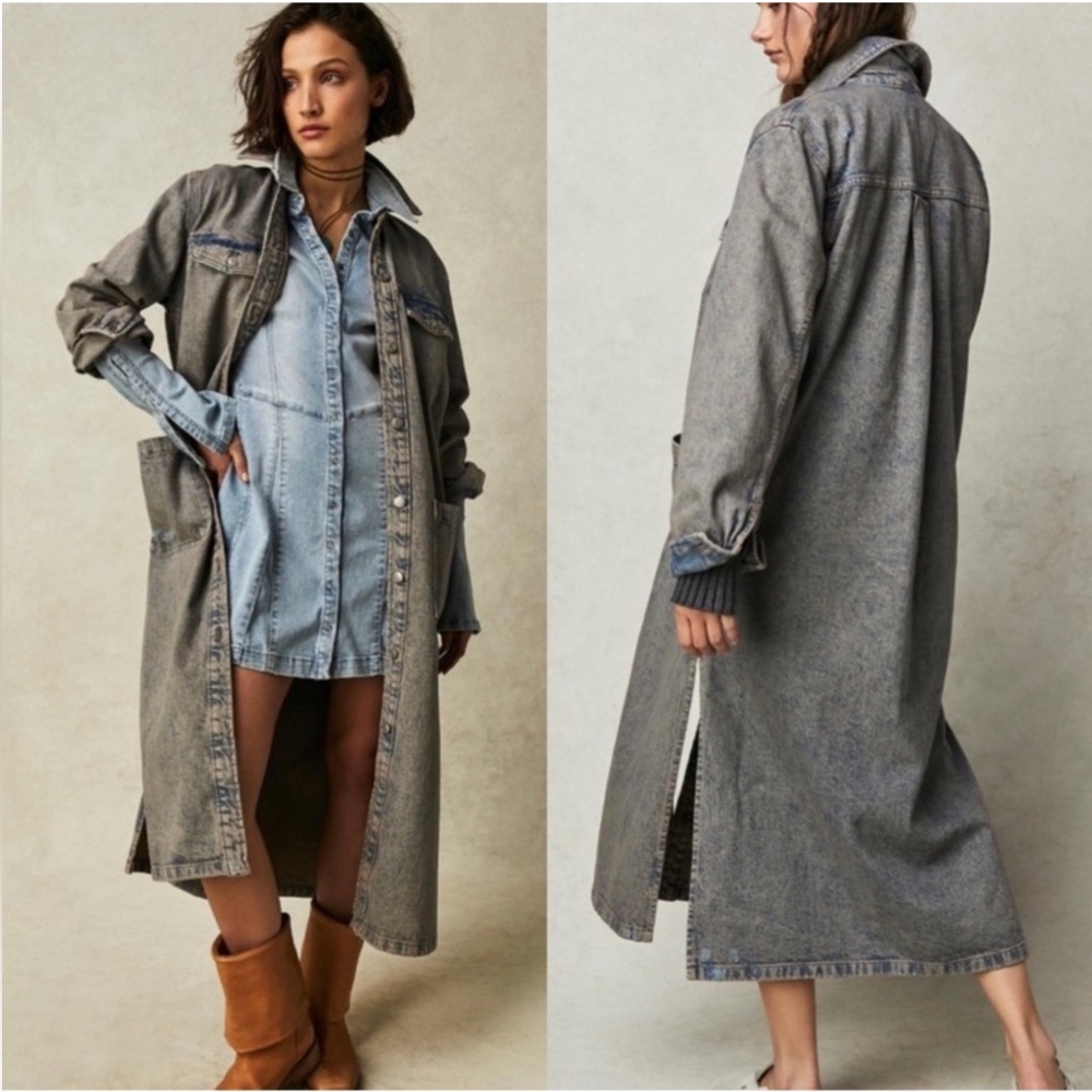 NEW Free People Denim Duster Jacket